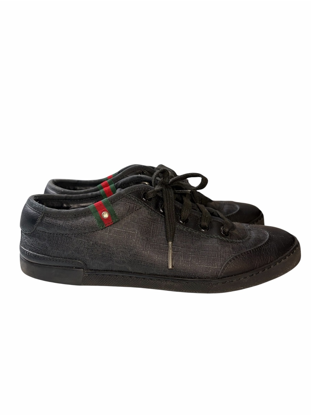[EXCELLENT] Gucci Black GG Imprimé Low-Top Sneakers Size 36